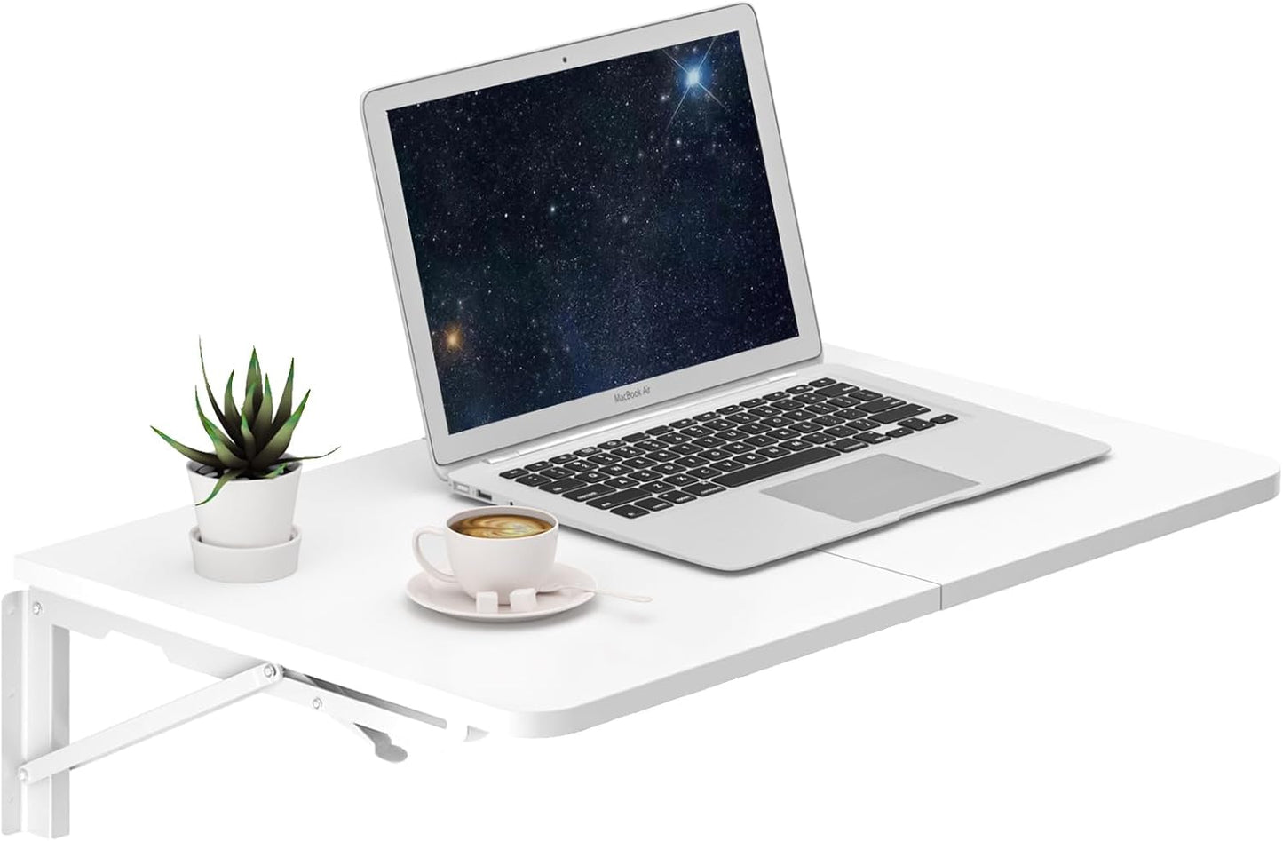 TEAMIX Wall Mounted Folding Table, Black Floating Desk for Small Spaces, Drop Leaf Dining Table for Kitchen Fold Down Laundry Shelf with Heavy-Duty Brackets