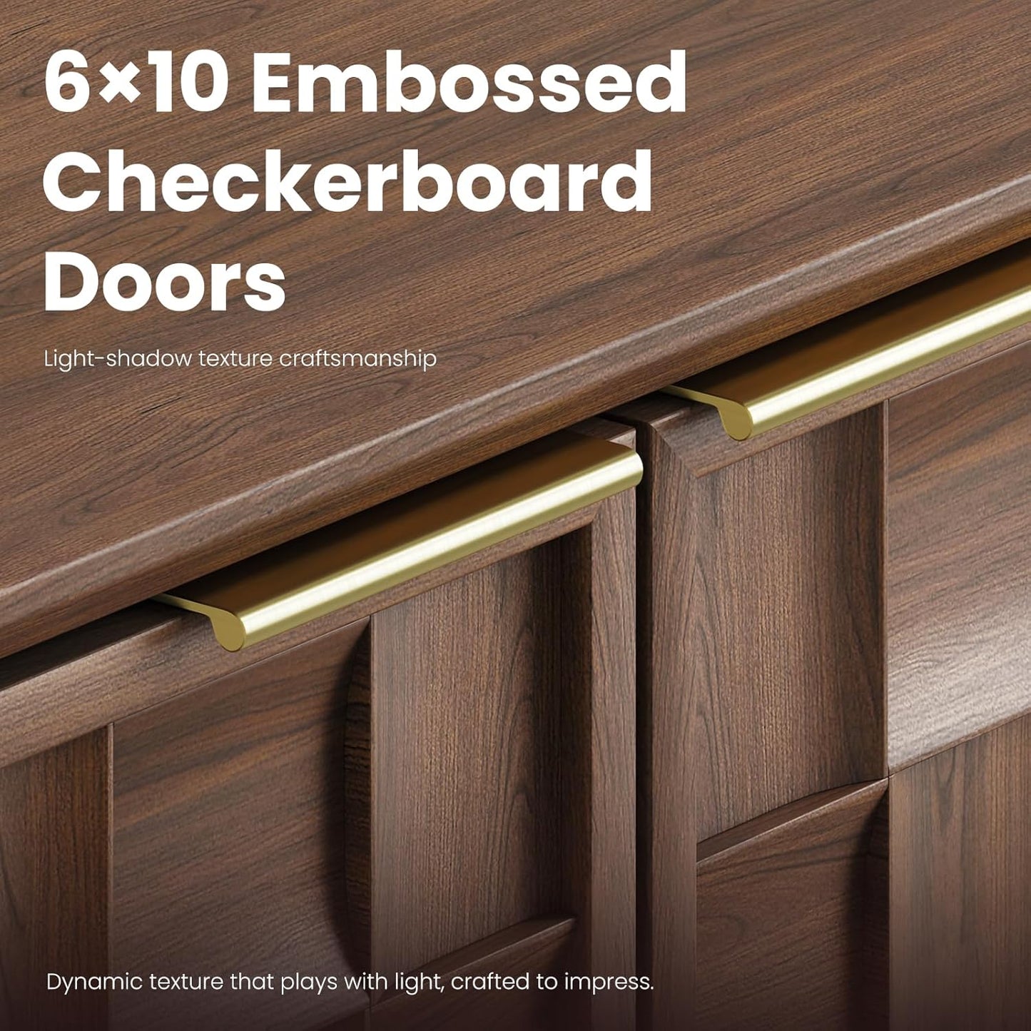 COLAMY Fluted Sideboard Cabinet with Storage – Solid Wood Buffet for Dining Room, Credenza Console with Adjustable Shelves, Walnut Finish, Mid Century Modern Style,Walnut Black